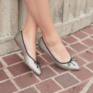 J.Crew Womens Gemma Glitter Ballet Flats Silver Size 7